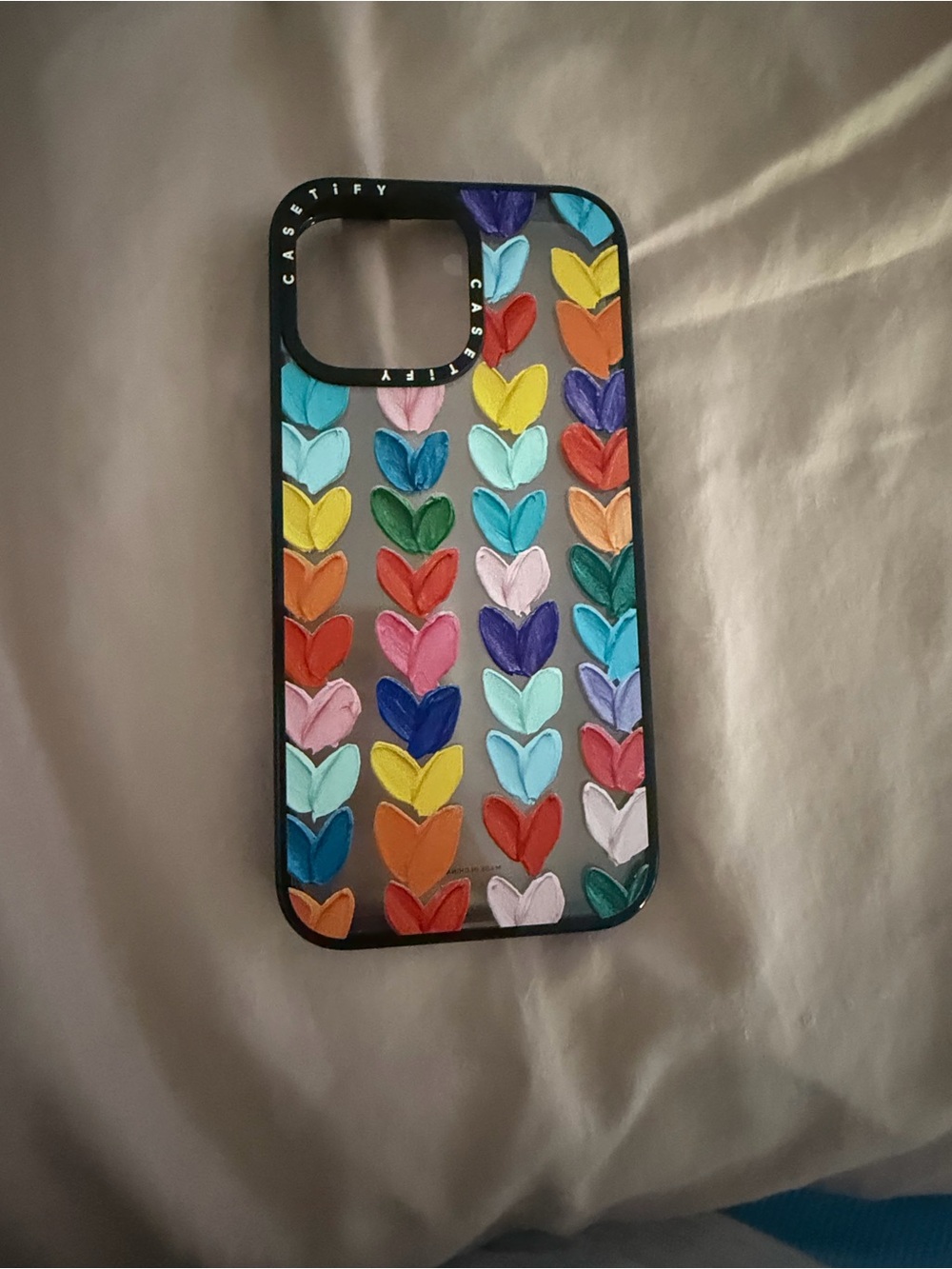 Casetify Multicolor Heart Stripe Clear Case with Rainbow Hearts